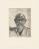 Title: Self portrait at 58. | Date: 2006 | Technique: etching, printed in black ink with plate-tone, from one plate