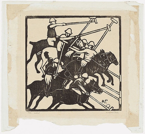 Artist: b'PRESTON, Margaret' | Title: b'Polo' | Date: 1935 | Technique: b'woodcut, printed in black ink, from one block' | Copyright: b'\xc2\xa9 Margaret Preston. Licensed by VISCOPY, Australia'