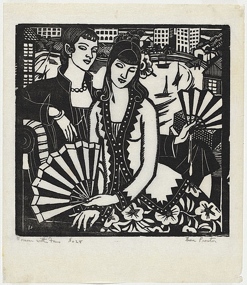 Artist: b'Proctor, Thea.' | Title: b'Women with fans' | Date: 1930 | Technique: b'woodcut, printed in black ink, from one block' | Copyright: b'\xc2\xa9 Art Gallery of New South Wales'