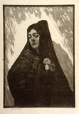 Artist: LINDSAY, Lionel | Title: The black mantilla | Date: c.1928 | Technique: wood-engraving, printed in black ink, from one block | Copyright: Courtesy of the National Library of Australia