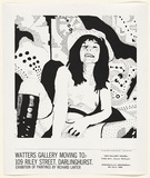Artist: LARTER, Richard | Title:  Watters Gallery moving to: 109 Riley Street, Darlinghurst. Exhibition of paintings by Richard Larter. | Date: 1969 | Technique: screenprint, printed in black ink, from one stencil