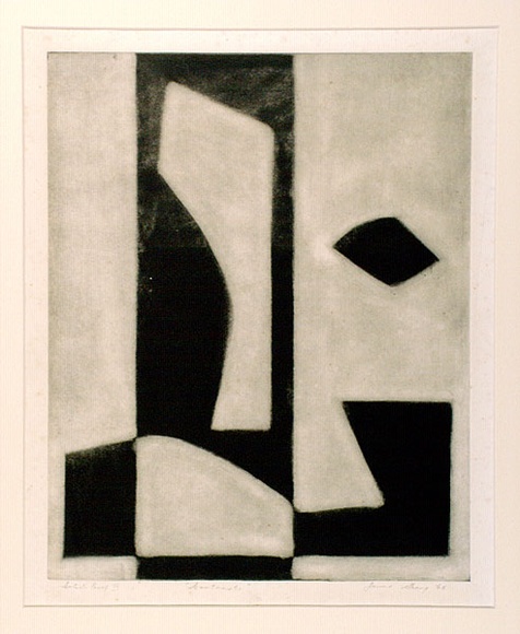 Artist: b'Sharp, James.' | Title: b'Contrasts' | Date: 1968 | Technique: b'aquatint, printed in black ink with plate-tone, from one plate' | Copyright: b'\xc2\xa9 Estate of James Sharp'