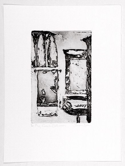 Artist: b'Baran, Susan.' | Title: b'My Greek bathroom.' | Date: 1988 | Technique: b'etching, printed in black ink, from one plate'