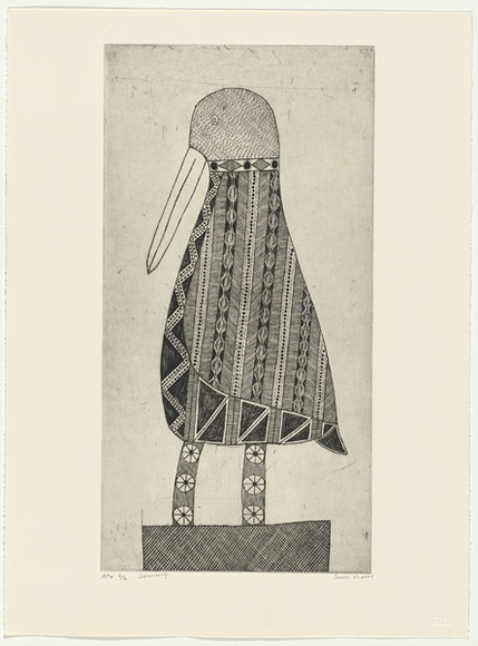 Artist: b'Murray, Janice.' | Title: b'Jipiyontongi' | Date: 2001, February - March | Technique: b'etching, printed in black ink, from one plate' | Copyright: b'\xc2\xa9 Janice Murray and Jilamara Arts + Craft'