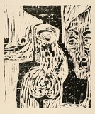 Artist: b'LAWTON, Tina' | Title: b'not titled' | Date: c.1963 | Technique: b'linocut, printed in black ink, from one block'