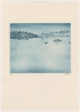 Artist: REES, Lloyd | Title: The Lane Cove River | Date: 1978 | Technique: softground etching, printed in blue ink with plate-tone, from one zinc plate | Copyright: © Alan and Jancis Rees