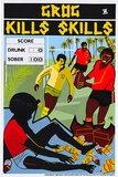 Artist: b'REDBACK GRAPHIX' | Title: b'Grog kills skills [football]' | Date: 1988 | Technique: b'screenprint, printed in colour, from four stencils' | Copyright: b'\xc2\xa9 Marie McMahon. Licensed by VISCOPY, Australia'