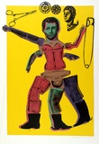 Artist: b'HANRAHAN, Barbara' | Title: b'Figure with safety pin' | Date: 1967 | Technique: b'screenprint, printed in colour, from six stencils'