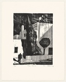 Artist: b'AMOR, Rick' | Title: b'The [flats].' | Date: 1993 | Technique: b'woodcut, printed in black and grey ink, from two blocks'