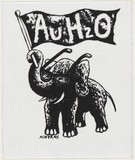 Artist: WORSTEAD, Paul | Title: Au H20 (Elephant holding flag) | Date: 1991 | Technique: screenprint, printed in black ink, from one stencil | Copyright: This work appears on screen courtesy of the artist
