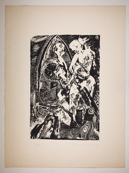 Artist: b'Morububuna, Martin.' | Title: b'The death of Touluwa' | Date: 1977 | Technique: b'lithograph, printed in black ink, from one plate'