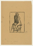 Artist: b'Groblicka, Lidia.' | Title: b'Model [seated].' | Date: 1955-56 | Technique: b'woodcut, printed in black ink, from one block'