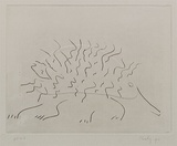 Artist: Risley, Tom. | Title: not titled [echidna] [set of 3 etchings #2] | Date: 1990 | Technique: etching, printed in black ink, from one plate; with embossing