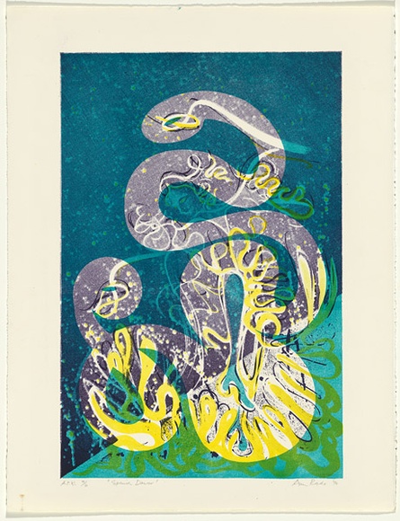 Artist: b'RADO, Ann' | Title: b'Spanish dancer' | Date: 1992, April | Technique: b'lithograph, printed in purple, blue and yellow ink, from three stones'