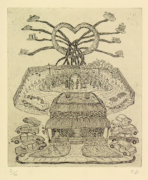 Artist: b'Drummond, Cathy.' | Title: b'not titled [The wedding].' | Date: 1990 | Technique: b'etching'