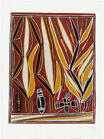 Artist: b'Malangi Daymirringu, David.' | Title: b'not titled' | Date: 1997, October | Technique: b'linocut, printed in colour, from multiple blocks' | Copyright: b'\xc2\xa9 David Malangi. Licensed by VISCOPY, Australia'