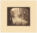 Artist: b'Rawling, Charles W.' | Title: b'Morning light, Broken Hill Proprietory Mine' | Date: 1925 | Technique: b'etching, aquatint printed in brown ink with plate-tone, from one plate'