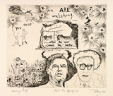 Artist: b'COLEING, Tony' | Title: b'Just the few of us.' | Date: 1983 | Technique: b'hardground etching and aquatint, printed in black ink, from one plate'