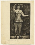 Artist: b'Cilento, Margaret.' | Title: b'Skating chorus girl.' | Date: 1947 | Technique: b'etching, aquatint, printed in black ink, from one  plates'