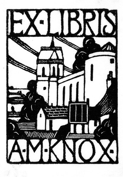 Artist: b'Syme, Eveline' | Title: b'Book plate: A.M. Knox' | Date: (1932) | Technique: b'wood-engraving, printed in black ink, from one block'