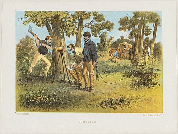 Title: b'Surveyors' | Date: 1865 | Technique: b'lithograph, printed in colour, from multiple stones'