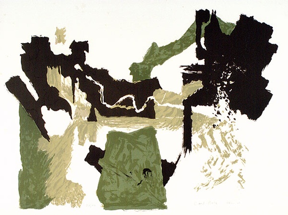 Artist: b'Plate, Carl.' | Title: b'(Green and brown)' | Date: 1968 | Technique: b'lithograph, printed in colour, from four stones' | Copyright: b'\xc2\xa9 Estate of Carl Plate'