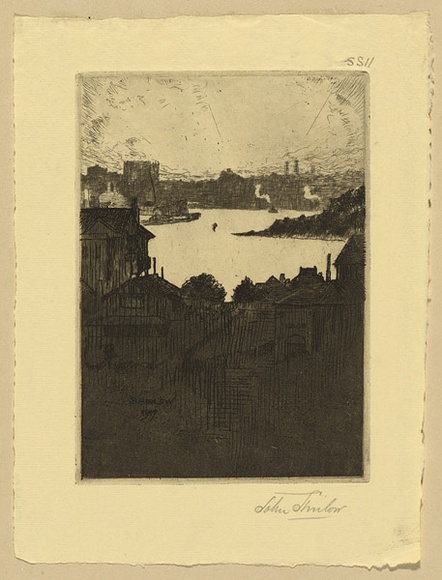 Artist: b'SHIRLOW, John' | Title: b'Sydney Cove, from Musgrave Street wharf' | Date: 1917 | Technique: b'etching, printed in black ink, from one copper plate'