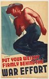 Artist: Rowell, R.W. | Title: Put your weight firmly behind the War effort | Date: 1940s | Technique: photo-lithograph, printed in colour ink, from multiple stones [or plates]