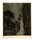 Artist: LINDSAY, Lionel | Title: Romance of old, her terrace in the evening | Date: 1908-09 | Technique: etching and aquatint, printed in black ink, from one plate | Copyright: Courtesy of the National Library of Australia