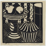 Artist: b'Gibbons, Gladys.' | Title: b'Still life.' | Date: c.1933 | Technique: b'linocut, printed in black ink, from one block'