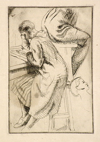 Artist: b'Huntley, Isabel.' | Title: b'Women working' | Date: 1929 | Technique: b'etching, printed in warm black ink, from one plate' | Copyright: b'\xc2\xa9 Estate of Isabel Huntley, Douglas Huntley'