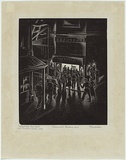 Artist: b'Jordan, Allan.' | Title: b'Brownout, Brisbane 1942.' | Date: 1942 | Technique: b'wood-engraving, printed in black ink, from one block'
