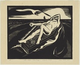 Artist: b'Thake, Eric.' | Title: b'Moby Dick: The coffin life-buoy.' | Date: 1932 | Technique: b'linocut, printed in black ink, from one block'