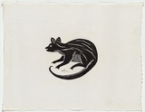Artist: Artist unknown | Title: Possum | Date: 1970s | Technique: woodcut, printed in black ink, from one block