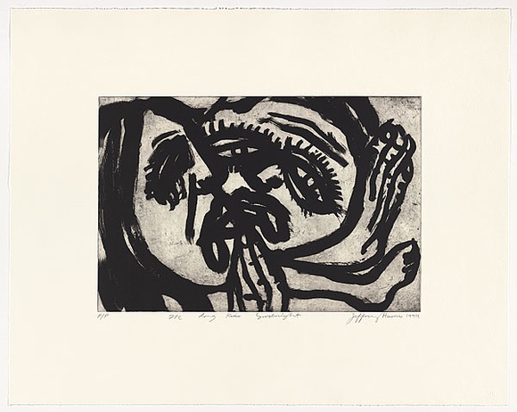 Artist: b'Harris, Jeffrey.' | Title: b'The long kiss goodnight' | Date: 1999 | Technique: b'sugar-lift etching, printed in black ink, from one plate'