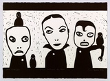 Artist: Green, Rona. | Title: Junior leitizans on film | Date: 1999, February | Technique: linocut, printed in black ink, from one block