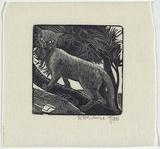 Artist: b'OGILVIE, Helen' | Title: b'Cat in the tree.' | Date: 1942 | Technique: b'wood-engraving, printed in black ink, from one block'