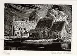 Artist: Owen, Gladys. | Title: The thatched barns | Date: 1932 | Technique: wood-engraving, printed in black ink, from one block | Copyright: © Estate of David Moore
