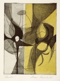 Artist: Wienholt, Anne. | Title: Flowers | Technique: aquatint, printed in black ink, from one copper plate; yellow ink applied by stencil