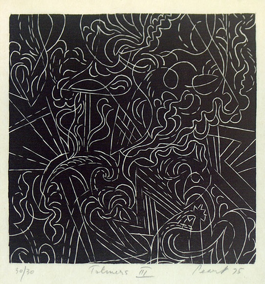 Artist: b'Peart, John.' | Title: b'Tolmers III' | Date: 1975 | Technique: b'woodcut, printed in black ink, from one block'