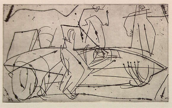 Artist: b'Furlonger, Joe.' | Title: b'Pit crew' | Date: 1992, May-July | Technique: b'etching and drypoint, printed in black ink, from one plate'