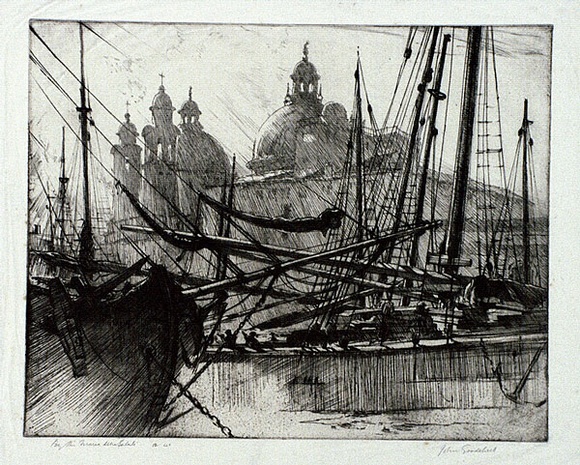 Artist: b'GOODCHILD, John' | Title: b'By the Maria della Salute' | Date: c.1932 | Technique: b'drypoint, printed in black ink, from one plate'