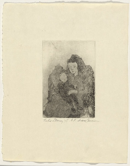 Artist: b'Cameron, Diana.' | Title: b'Julie and Daisy.' | Date: 1975 | Technique: b'aquatint and etching, printed in black ink, from one plate'