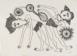 Artist: b'Kauage, Mathias.' | Title: b'Dancers' | Date: September 1974 | Technique: b'screenprint, printed in black ink, from one screen'