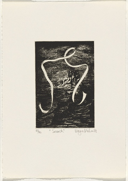 Artist: b'Malm, Wayne.' | Title: b'Search.' | Date: 1989 | Technique: b'etching and aquatint, printed in black ink, from one plate'