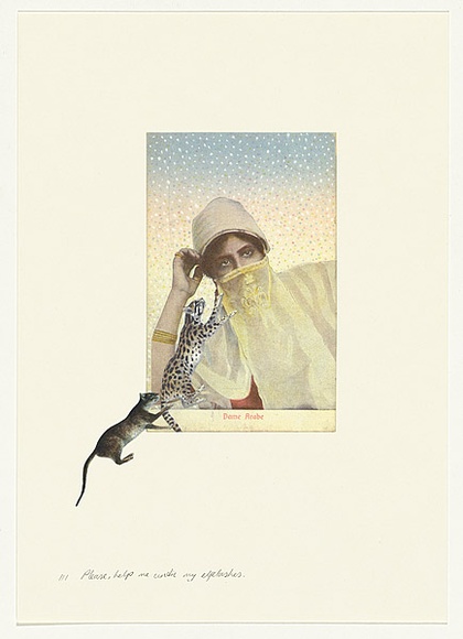 Title: b'Please, help me untie my eyelashes' | Date: 2007 | Technique: b'offset-lithograph, printed in colour, from multiple plates; collaged addition of cut paper'