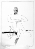 Artist: Connor, Kevin. | Title: not titled [Man sitting by sea]. | Date: 1970 | Technique: screenprints, printed in black ink, from one screen