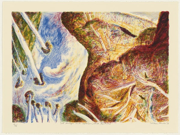 Artist: b'Robinson, William.' | Title: b'Late sunlight and afternoon cloud, Beechmont' | Date: 1993 | Technique: b'lithograph, printed in colour, from multiple plates'