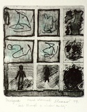 Artist: SHEARER, Mitzi | Title: See through a window darkly | Date: 1979 | Technique: etching and aquatint, printed in black ink, from one plate, hand-coloured