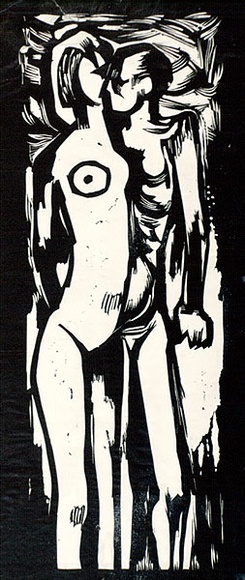 Artist: b'Clifton, Nancy.' | Title: b'Two nudes.' | Date: c.1958 | Technique: b'linocut, printed in navy blue ink, from one block'